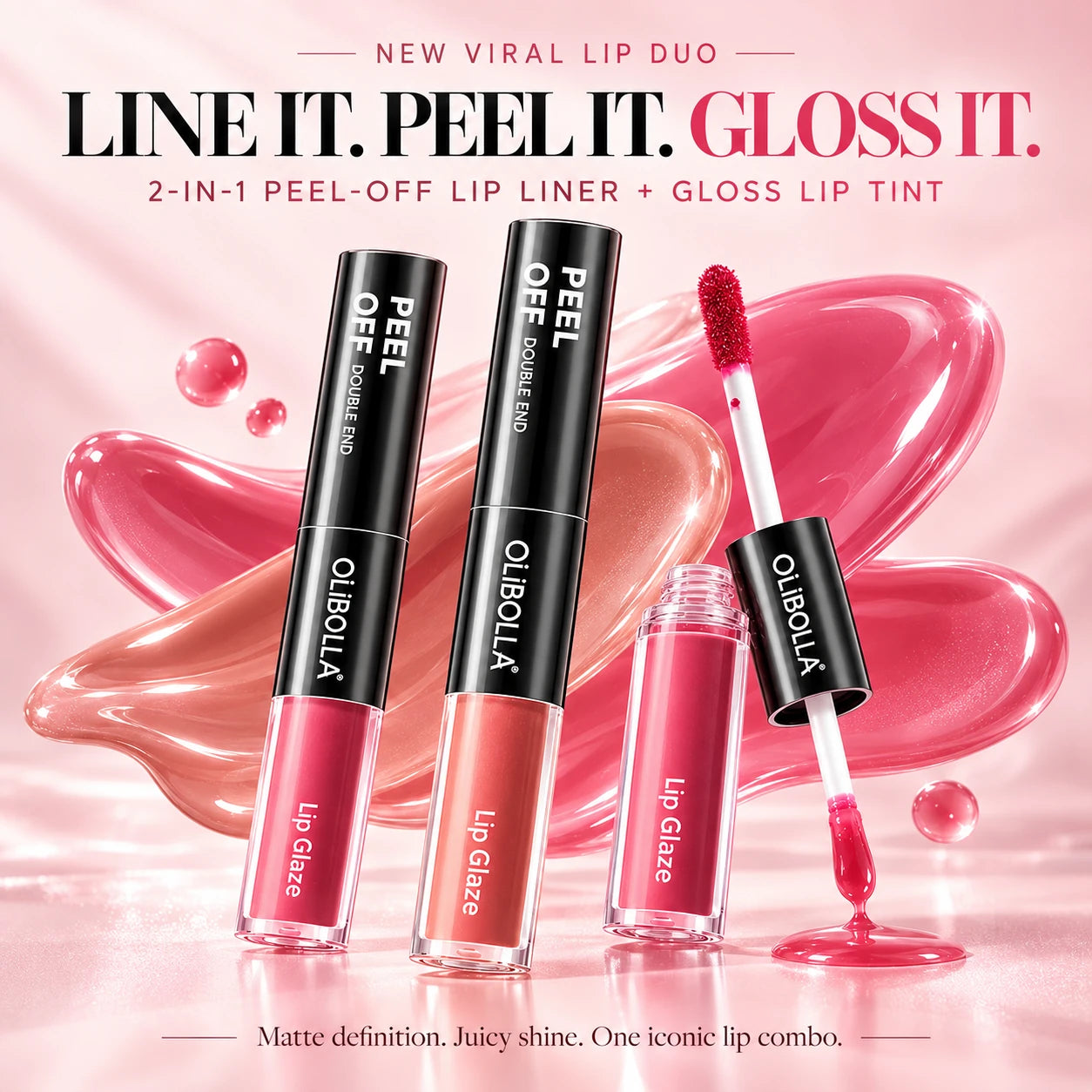 OLIBOLLA 2-in-1 peel-off lip liner and gloss lip tint