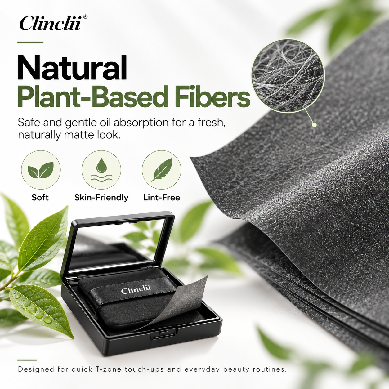 Clinclii plant-based blotting fibers