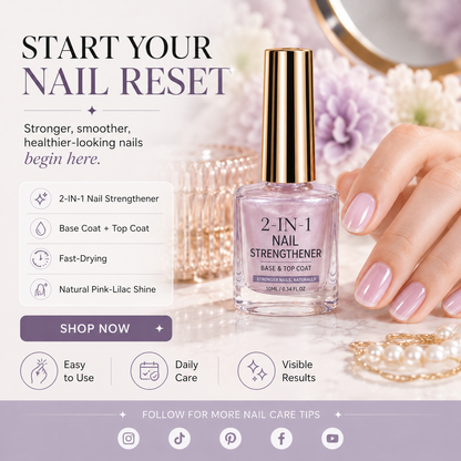 💅 40% OFF !! ⏰ Lilac Glossy Nail Strengthener – Strengthen Weak Nails & Restore Natural Shine