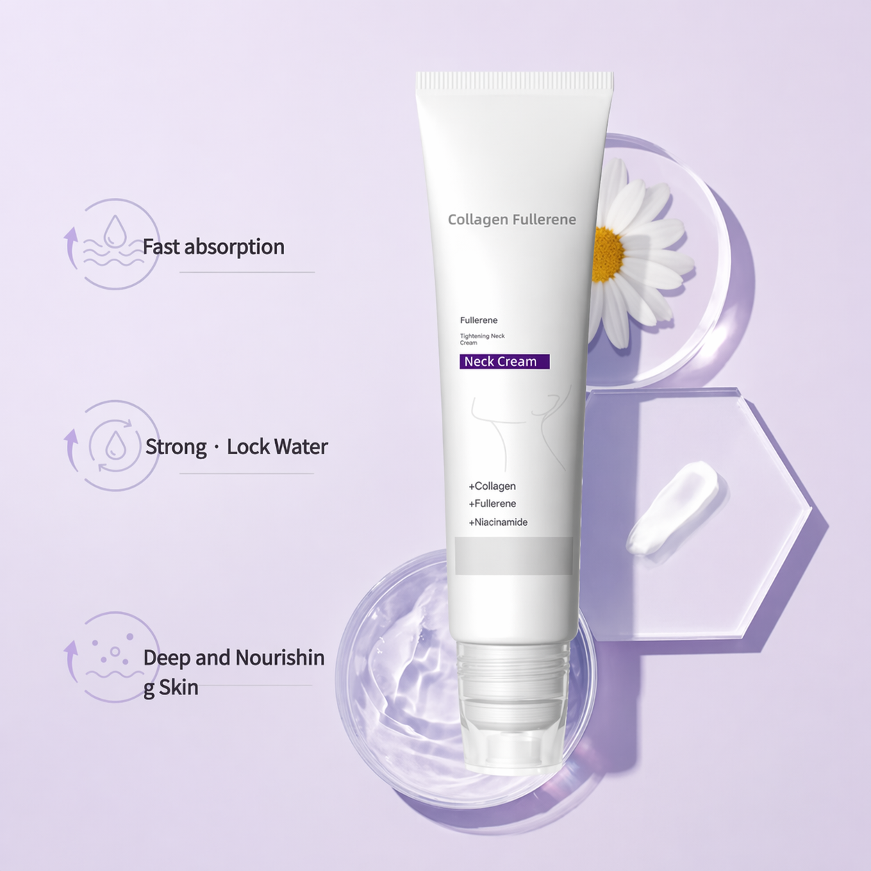 Roller Massage Neck Cream 🧴 Collagen & Hyaluronic Acid | Firms Neck, Reduces Wrinkles & Double Chin
