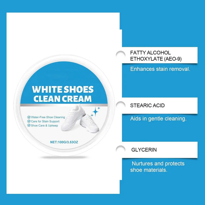 White Shoe Cleaner Cream Multipurpose| No-Wash Sneaker Cleaner with Sponge