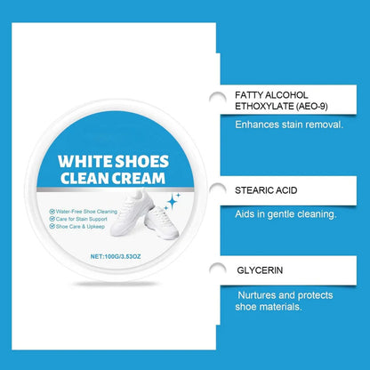 White Shoe Cleaner Cream Multipurpose| No-Wash Sneaker Cleaner with Sponge