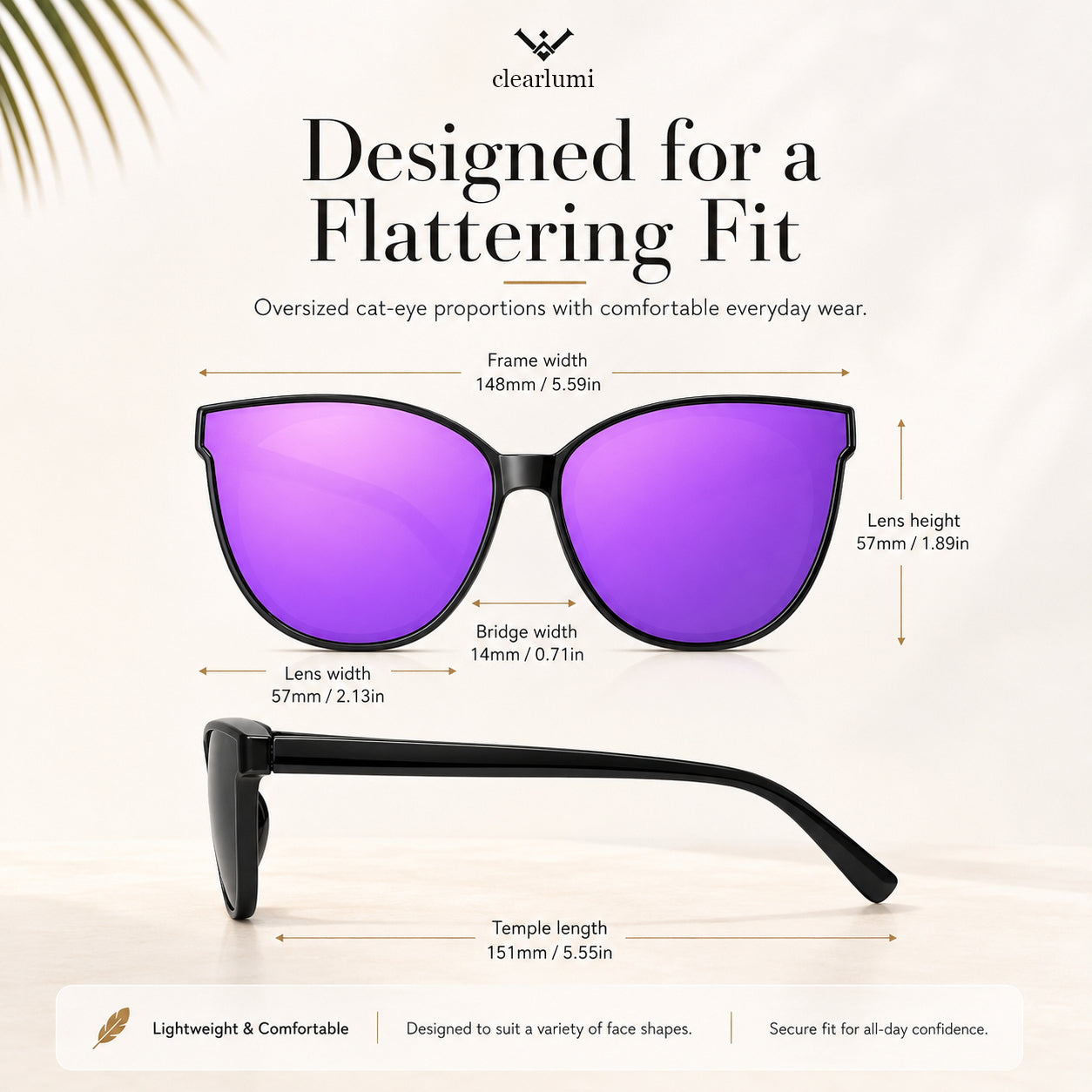 Polarized Cat-Eye Sunglasses with UV400 Protection