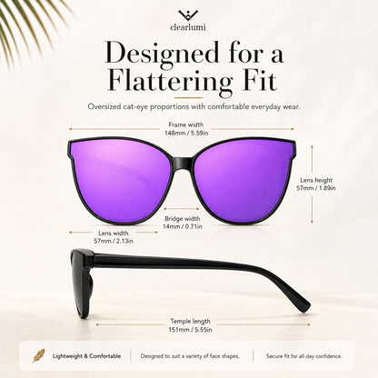 Polarized Cat-Eye Sunglasses with UV400 Protection