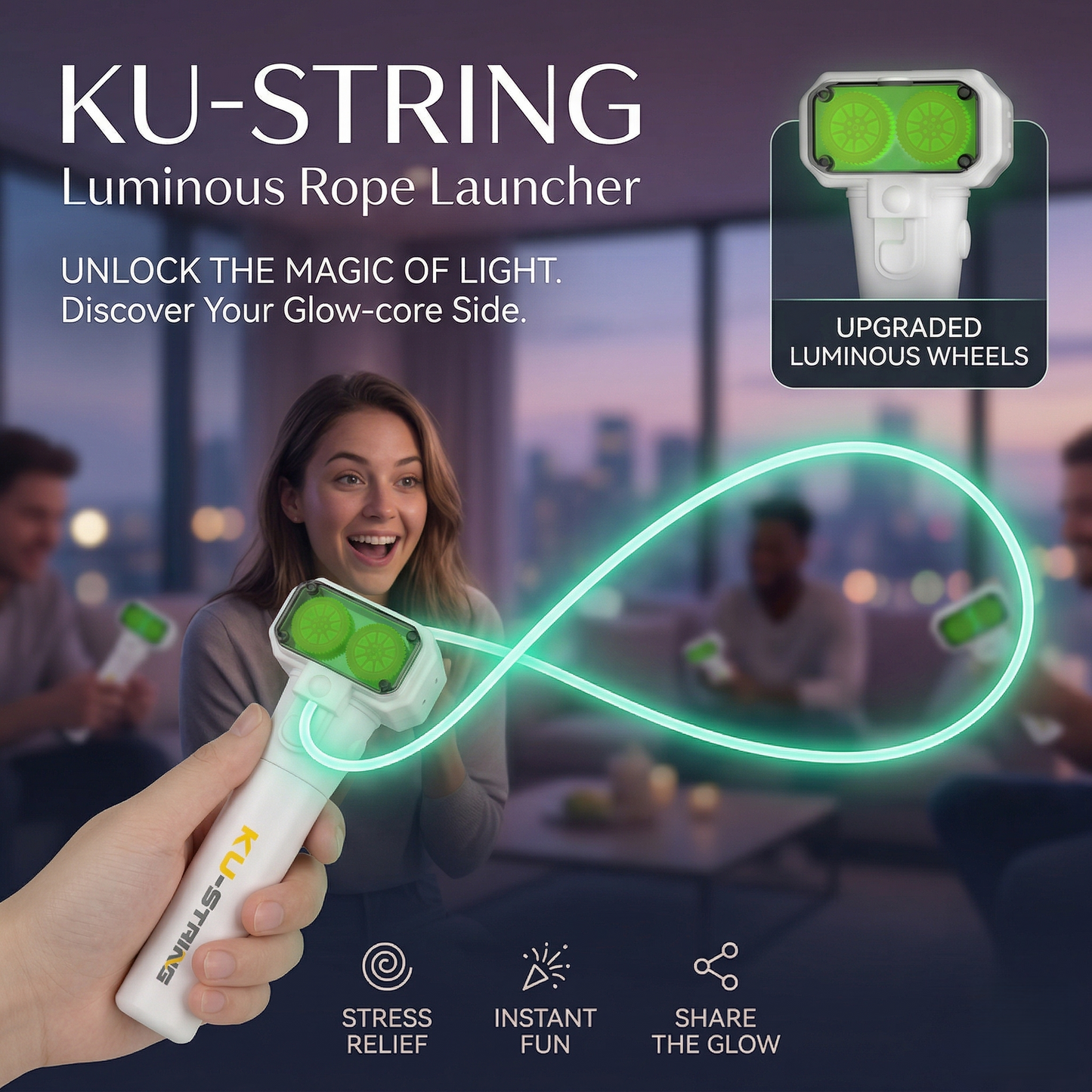 Luminous electric rope launcher