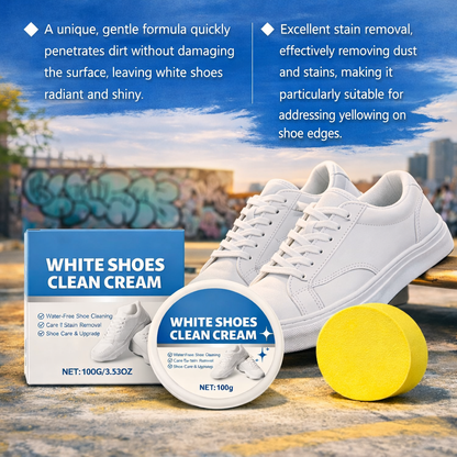 White Shoe Cleaner Cream Multipurpose| No-Wash Sneaker Cleaner with Sponge