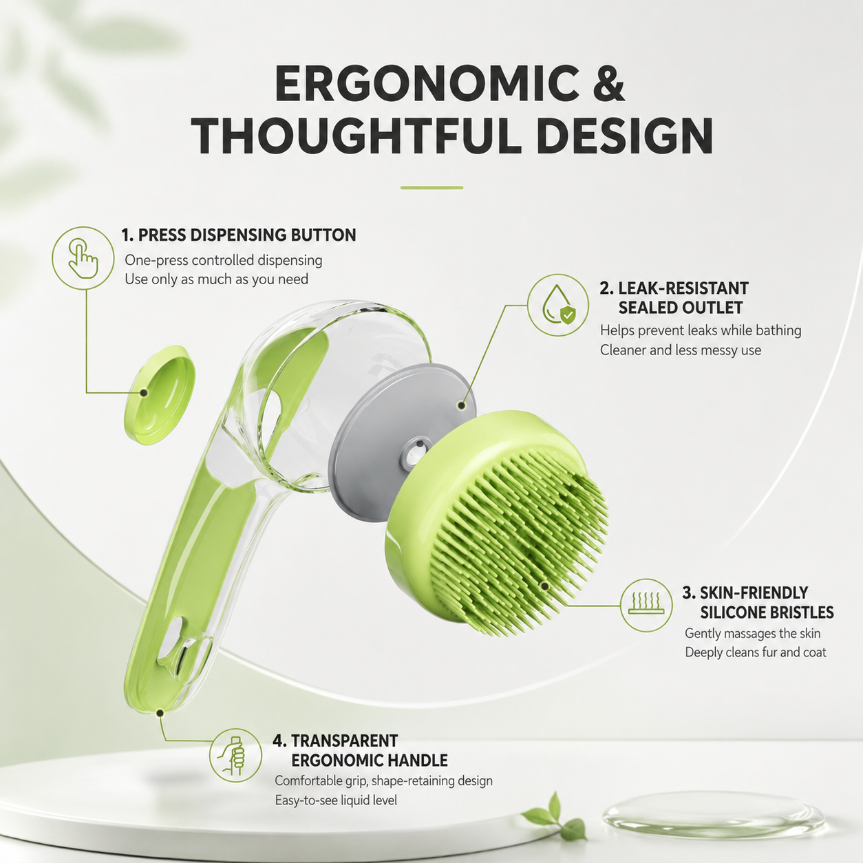 2-in-1 Pet Bath Brush & Shampoo Dispenser
