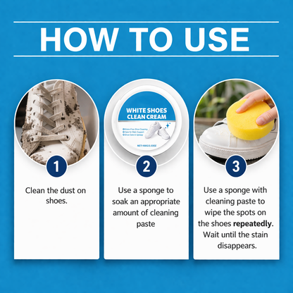 White Shoe Cleaner Cream Multipurpose| No-Wash Sneaker Cleaner with Sponge