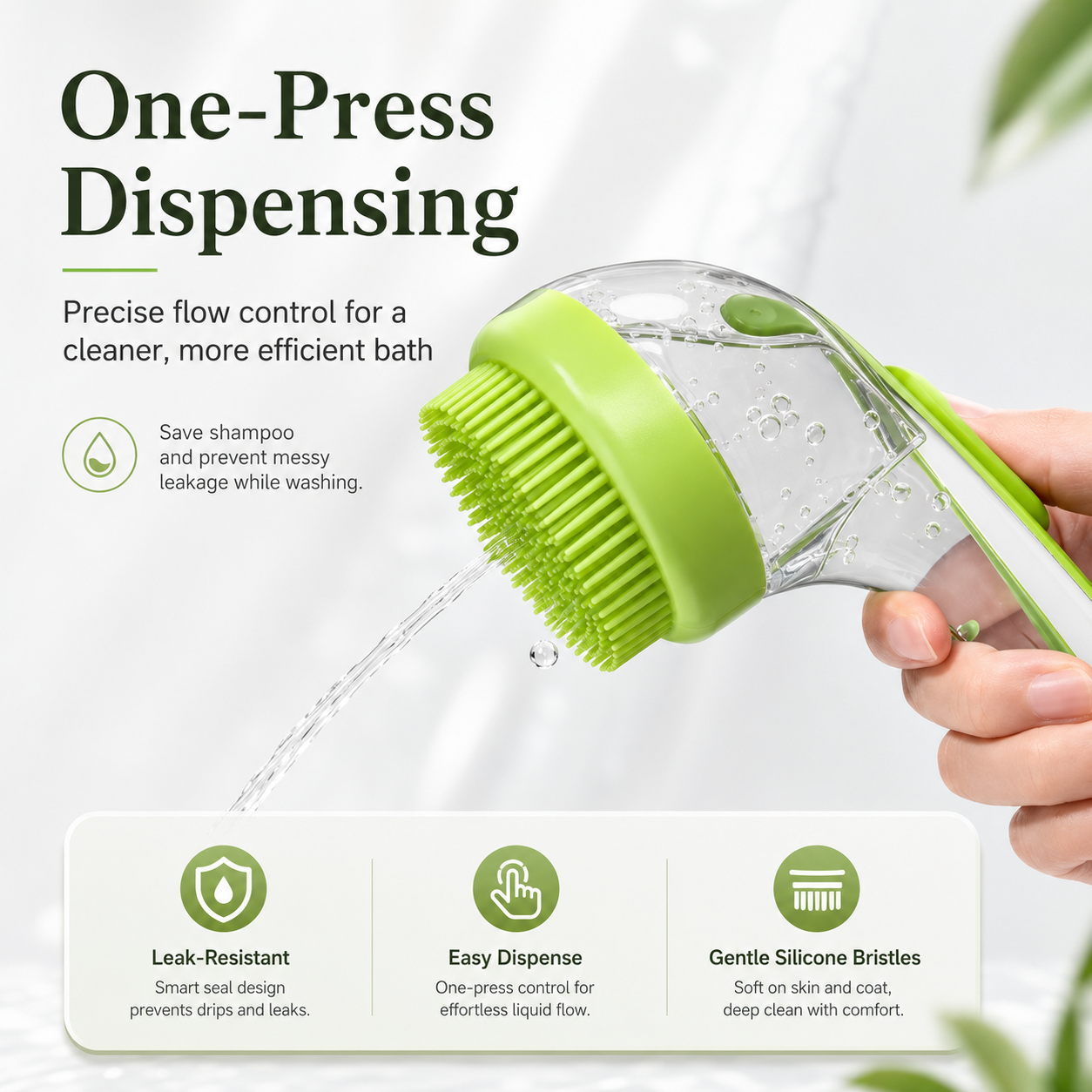 2-in-1 Pet Bath Brush & Shampoo Dispenser