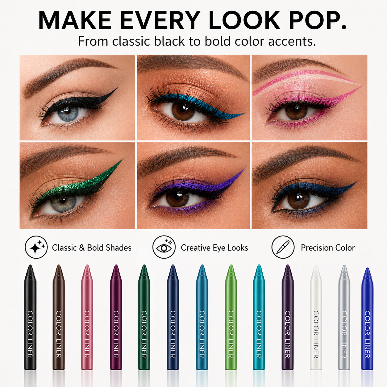 14-Pack Eyeliner Pencil Waterproof Colored Paste Liners