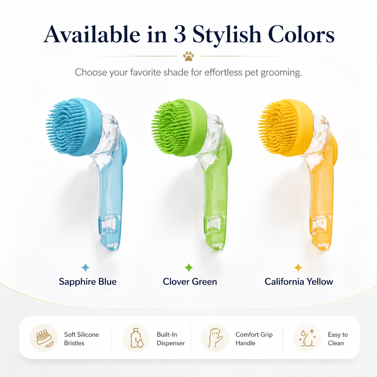 2-in-1 Pet Bath Brush & Shampoo Dispenser
