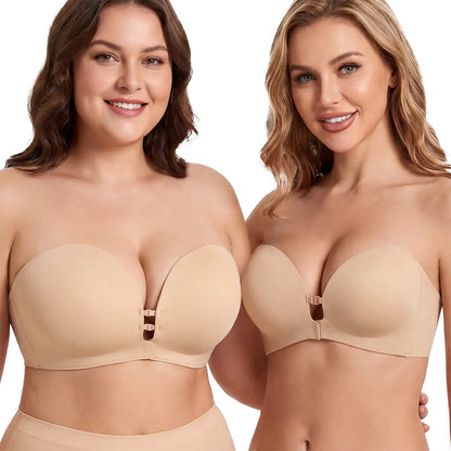 Women's Strapless Push Up Bra with Anti-Slip Technology