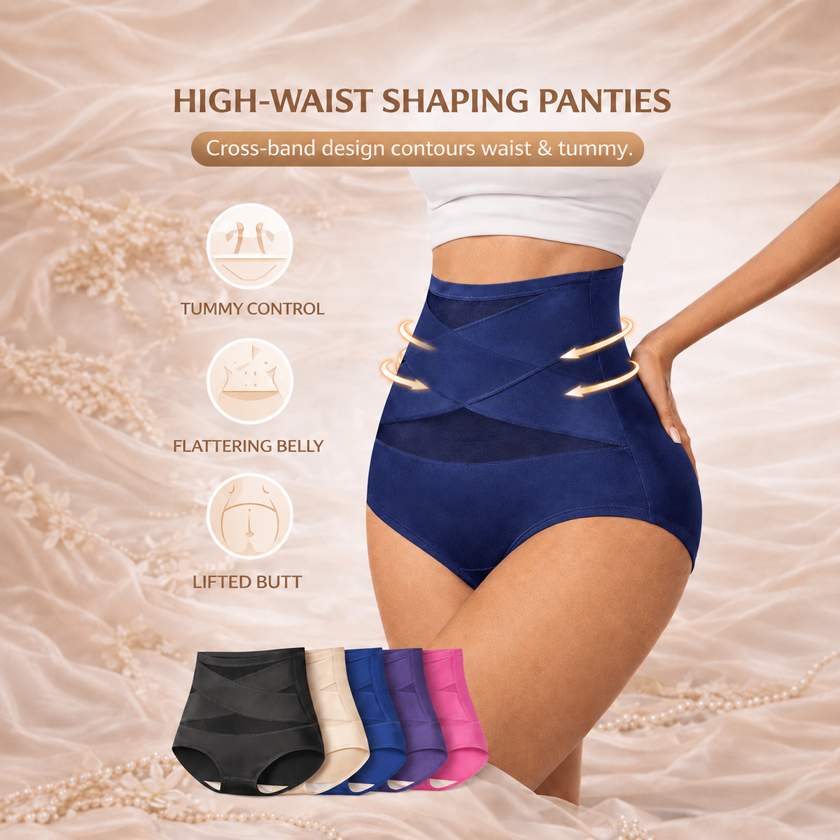 High-Waisted Cross-Front Tummy-Control Underwear