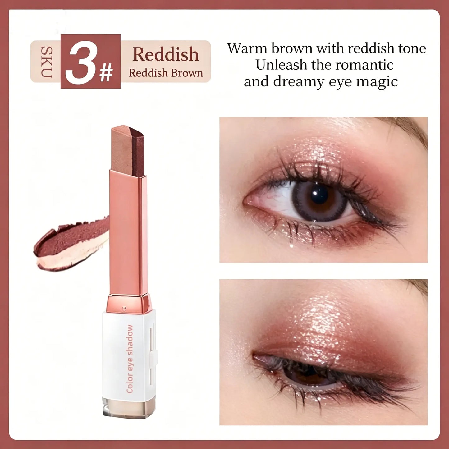 Waterproof Duochrome Shimmer Eyeshadow Stick, Long Lasting Glitter Eye Makeup