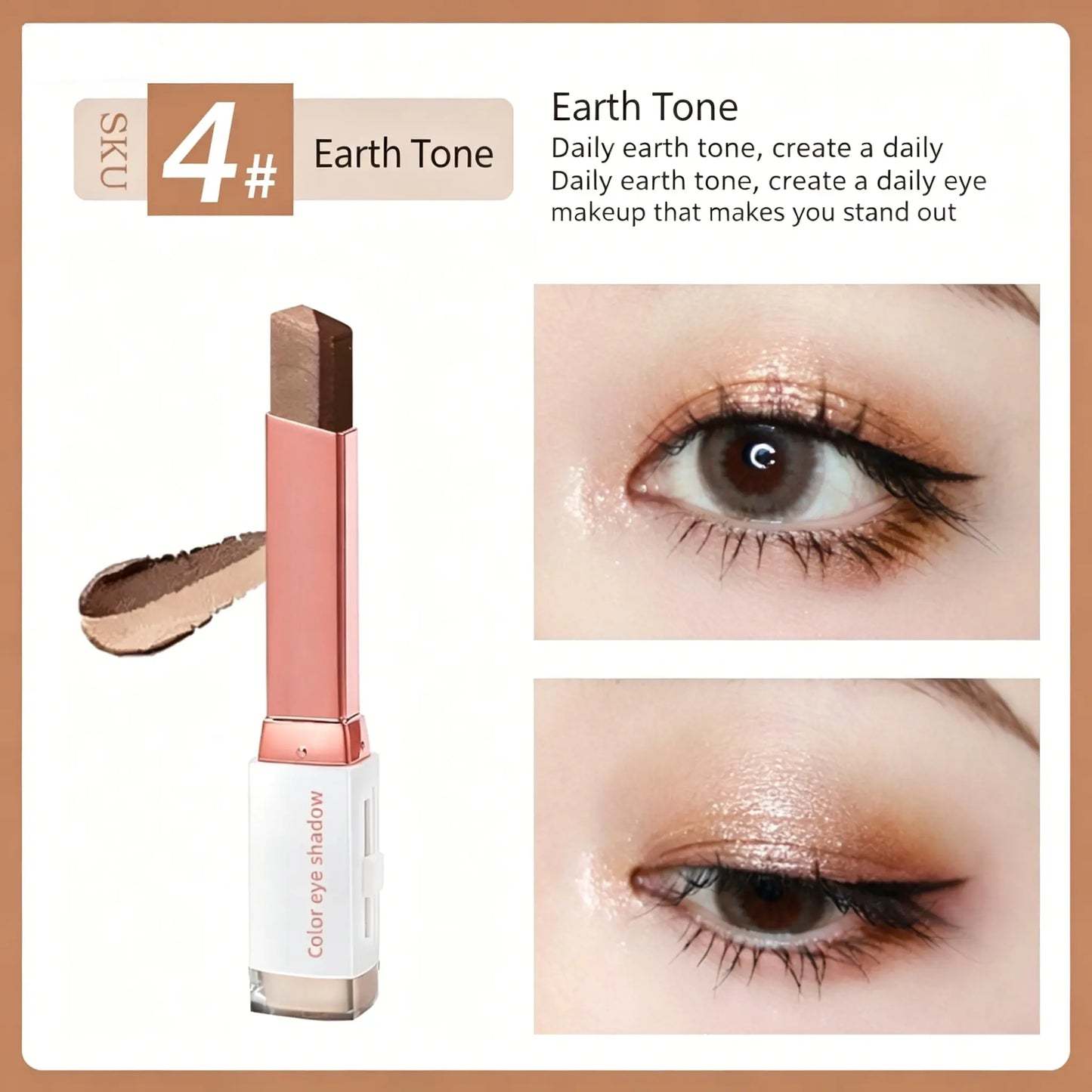 Waterproof Duochrome Shimmer Eyeshadow Stick, Long Lasting Glitter Eye Makeup