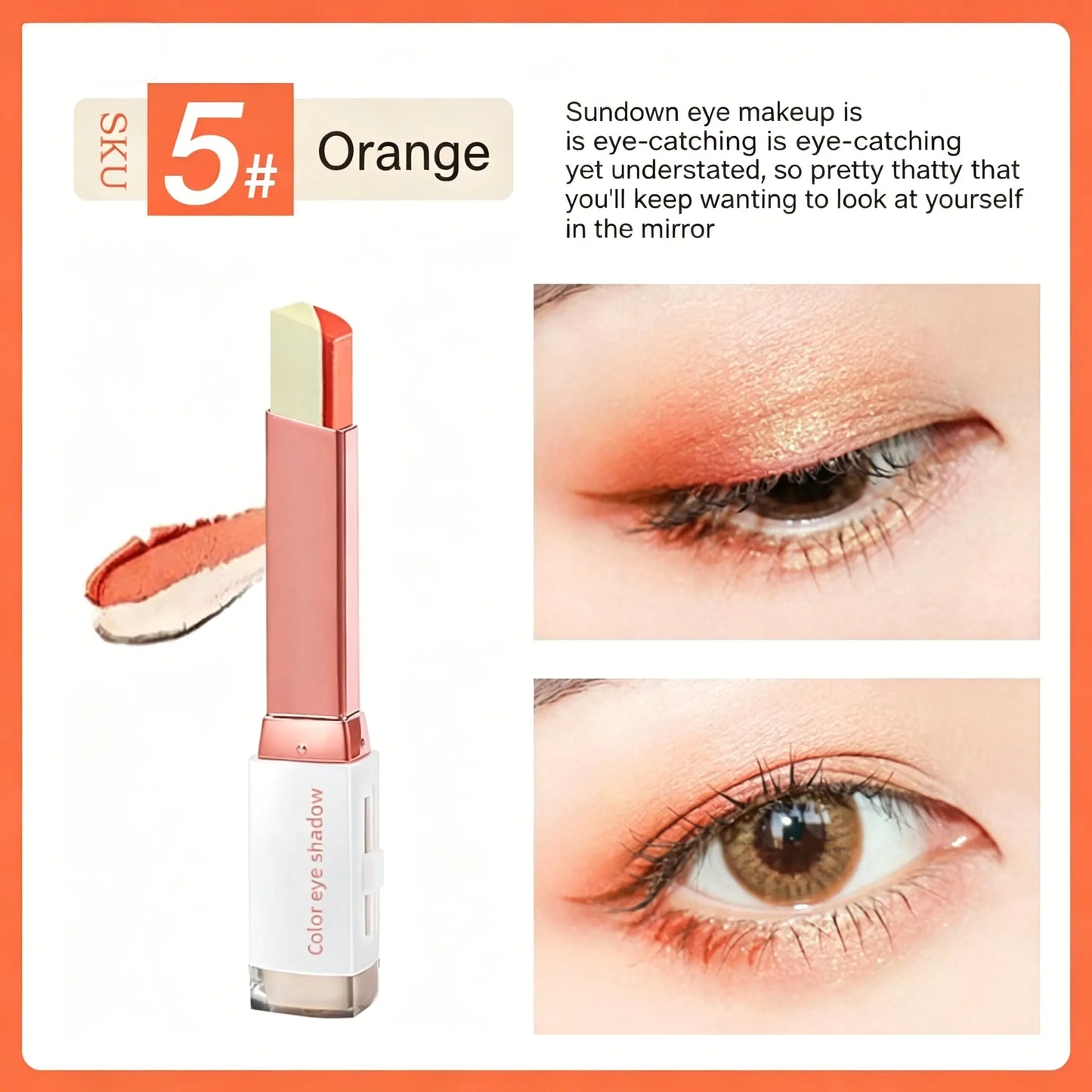 Waterproof Duochrome Shimmer Eyeshadow Stick, Long Lasting Glitter Eye Makeup