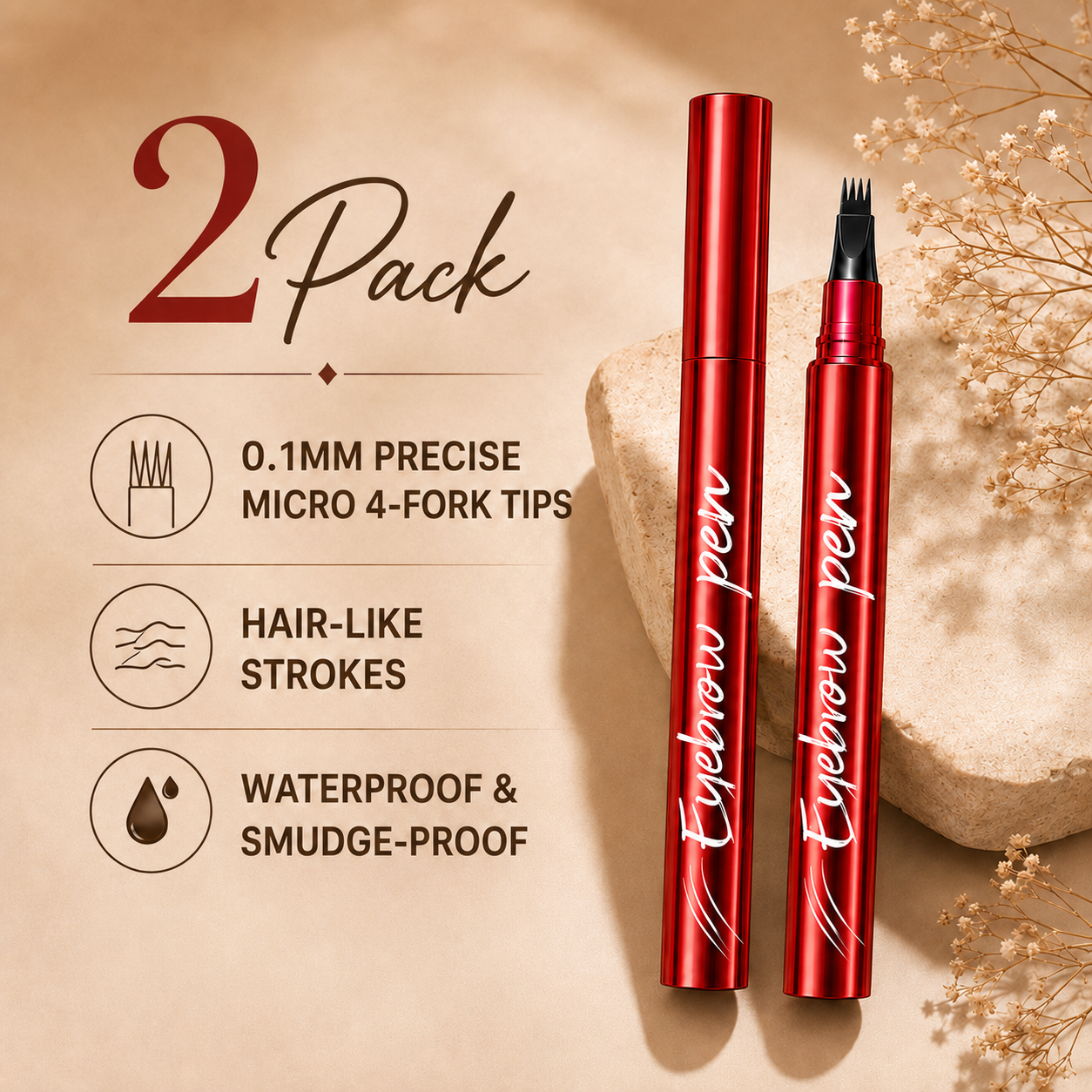 2-Pack 4-Tip Microblading Brow Pens – Waterproof & Smudge-Resistant