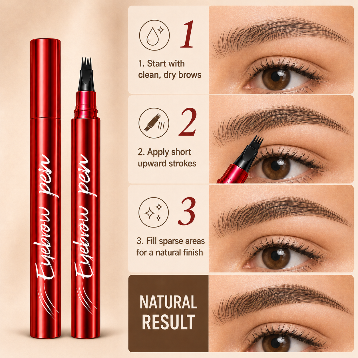2-Pack 4-Tip Microblading Brow Pens – Waterproof & Smudge-Resistant