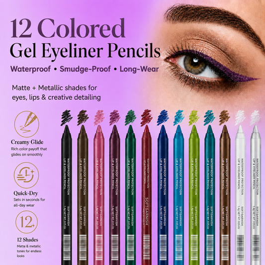 12-SHADE COLORED GEL EYELINER