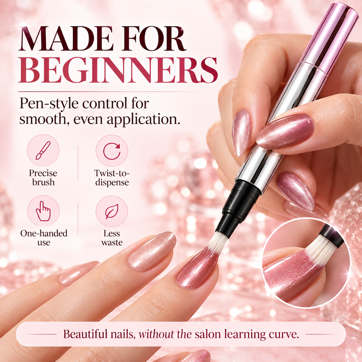 Beginner-friendly pen style cat-eye gel application