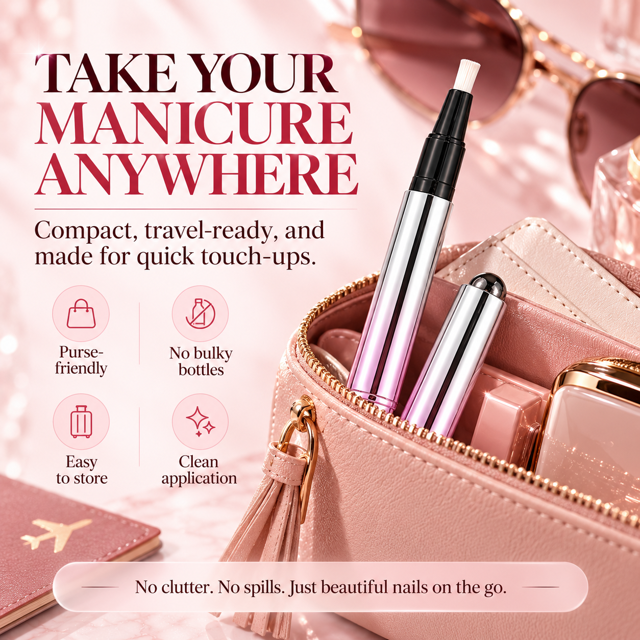Portable Cat Eye Gel Pen stored in a travel beauty bag