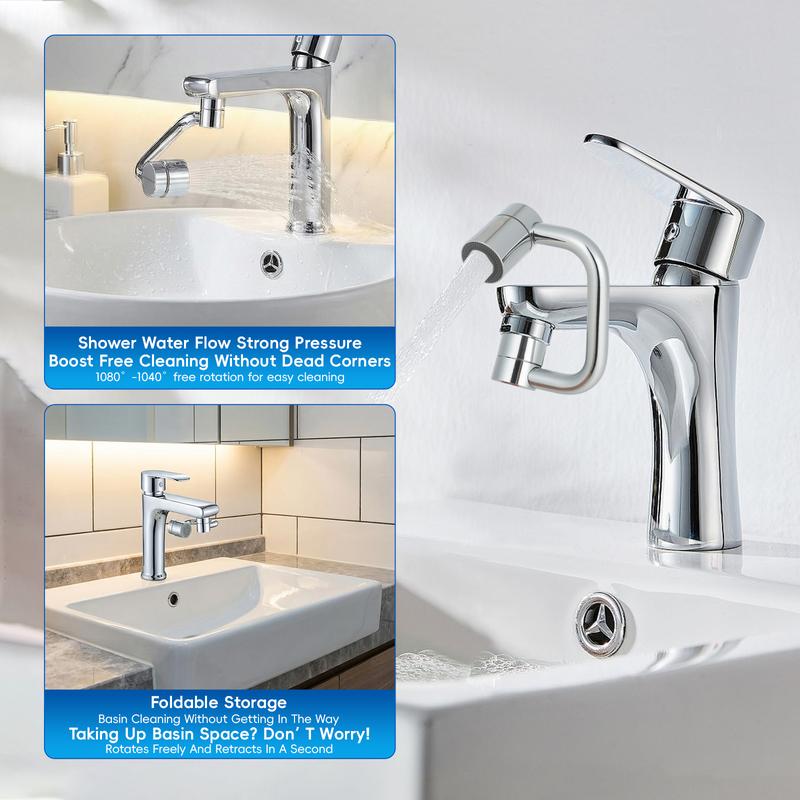 360° Swivel Faucet Extender – 2-Mode Splashproof Sprayer (Universal 20/22/24mm)