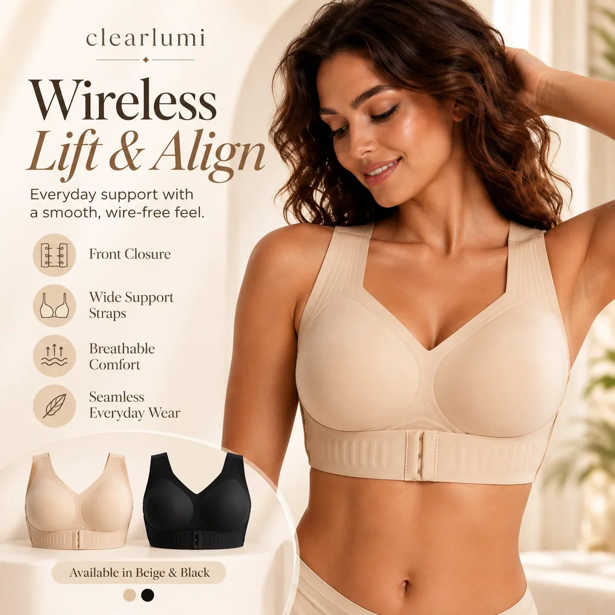 Wireless bra everyday support