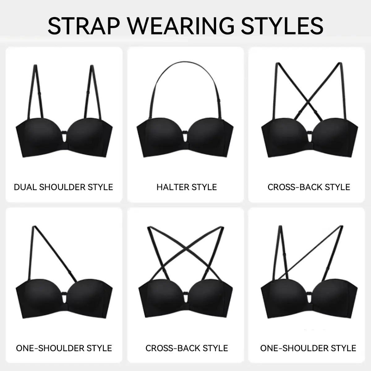 Women's Strapless Push Up Bra with Anti-Slip Technology