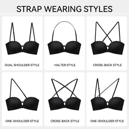 Women's Strapless Push Up Bra with Anti-Slip Technology