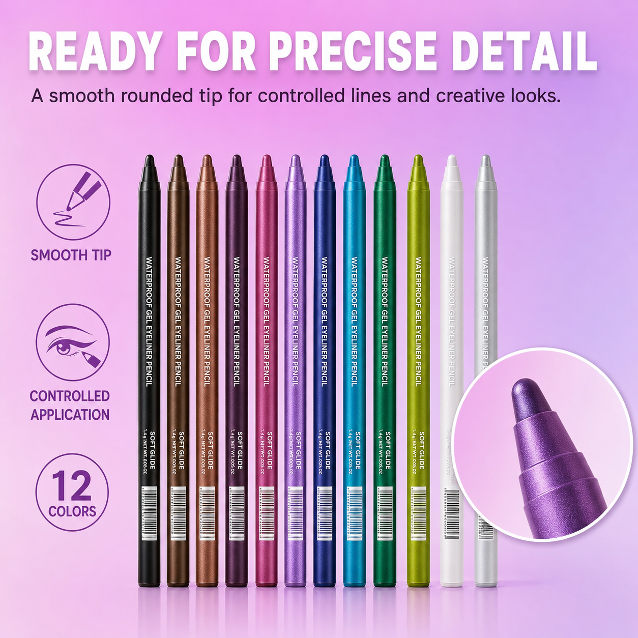12-SHADE COLORED GEL EYELINER