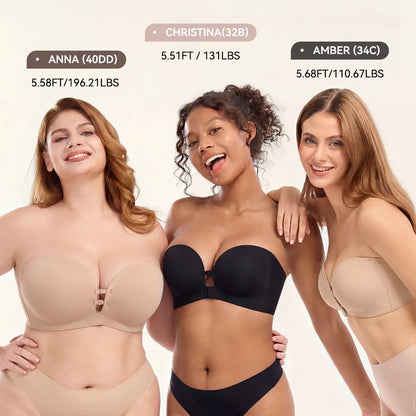 Women's Strapless Push Up Bra with Anti-Slip Technology