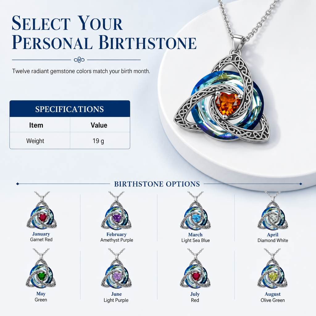 💜50% OFF ✨ Celtic Knot Necklace with Birthstone Heart Pendant – Elegant Gift for Women 💫
