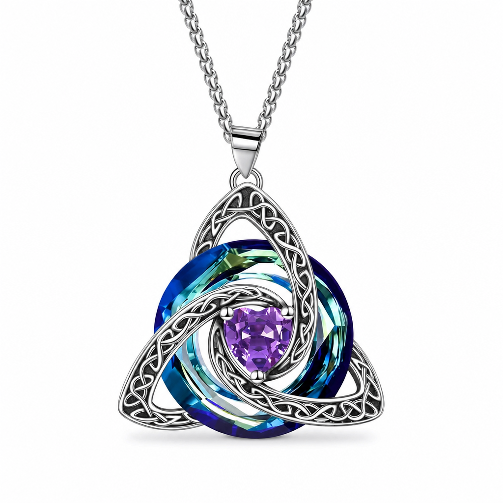 💜50% OFF ✨ Celtic Knot Necklace with Birthstone Heart Pendant – Elegant Gift for Women 💫